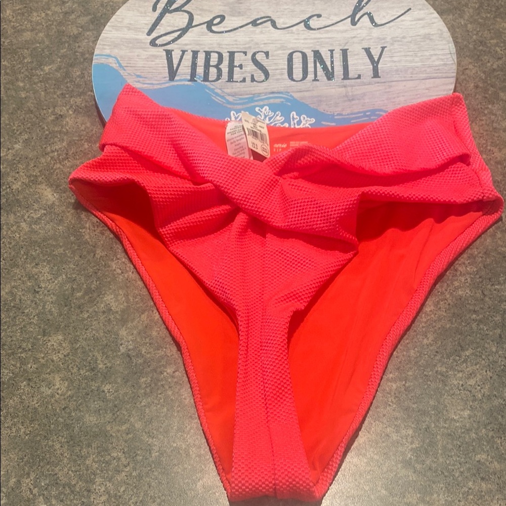 Aerie Neon Pink Textured Cheeky Bikini Bottoms